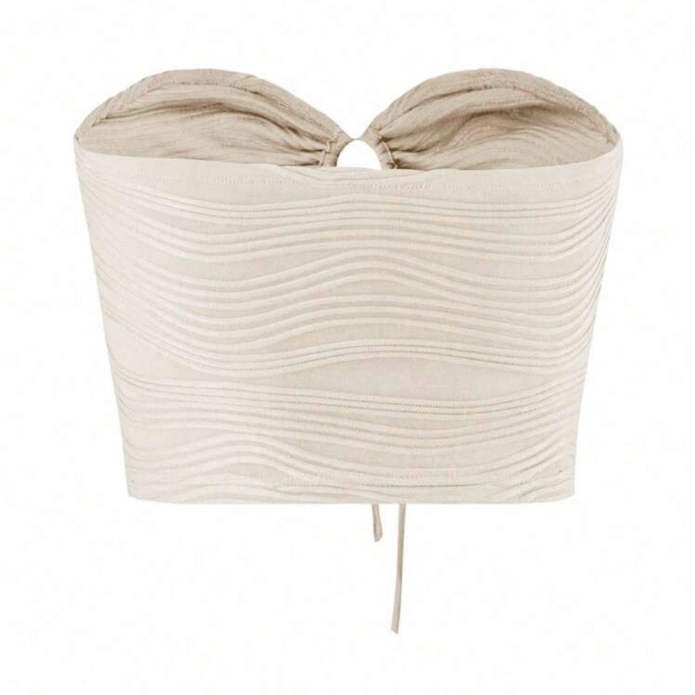 Cream Ruched Strapless Top - Picture 2 of 2